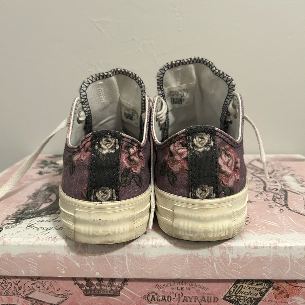 Converse Low Top Sneakers - Cream & Pink Floral - Picture 3 of 6